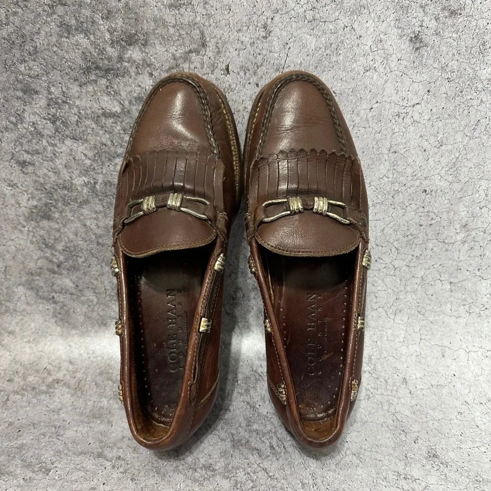 Cole Haan Country Loafers Mens 9.5 Brown Kiltie Fringe Leather Slip On Moccasins